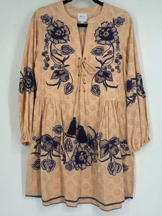 Misa Los Angeles Dresses & Skirts - MISA Los Angeles Small Embroidered Floral Bohemian Dress Boho Cotton Polka Dot